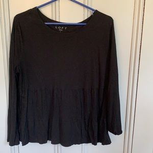LOFT Black Ruffle Top